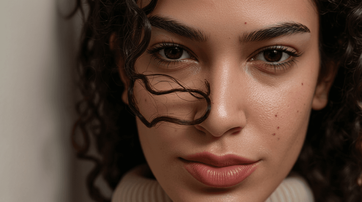 Retrato de perto — olhar e sobrancelhas em destaque
